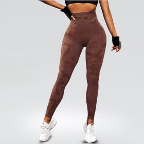 Yoga Pants High Waist Hip Lift Tights Sports Fitness (Option: Coffee-S)
