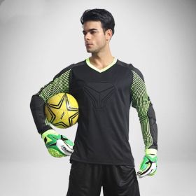 Football Goalkeeper Clothing Suit Thickened Goalkeeper Clothing Goalkeeper Shorts Football Uniform Jersey Gantry Shirt Short Sleeve Long Sleeve (Option: Black-2XL)