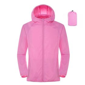 Summer Outdoor Sun Protection Clothing Women'S Lightweight Waterproof Windbreaker (Option: Pink-XL)