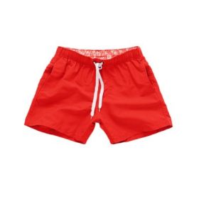 Beach Pants Men's Shorts Summer Surf Pants (Option: Red-3XL)