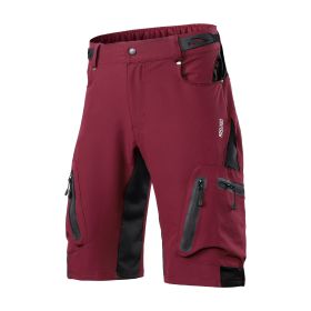 Outdoor Mountaineering Downhill Off Road Mountain Bike Five Point Cycling Shorts (Option: Dark Red-Asian Size XXL)