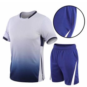 Summer Gradient Digital Printing Loose Short-sleeved T-shirt Two-piece Summer Plus Size Shorts Suit Men (Option: White-XL)