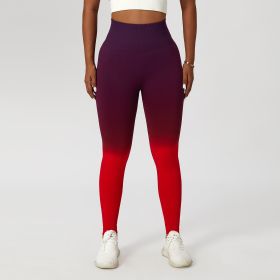 Gradient Fitness High Waist Sportswear Tight Outdoor Pants (Option: Deep Burgundy-S)
