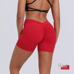 Women's Nylon Tight Shorts Training Sports Running (Option: Red-L)