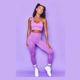 Women's High Elastic Sling Sleeveless Yoga Clothes Fitness Suit (Option: Purple-S)