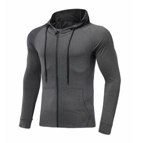 Men's Long-sleeved Stretch Tight Fitness Training Suit (Option: Dark Grey-XL)