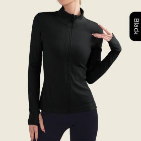 Long Sleeve Top Sports Running Jacket (Option: black-L)