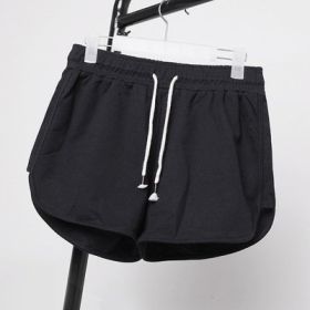 High Waist Hot Pants Loose Wide Leg Pants Casual Shorts (Option: black-XL)