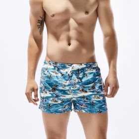 Men's Beach Pants Coconut Print Quick-dry Pants Fashion Casual Shorts (Option: Blue-M)