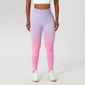 Gradient Fitness High Waist Sportswear Tight Outdoor Pants (Option: Light Purple Pink-S)