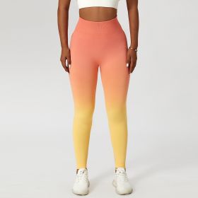 Gradient Fitness High Waist Sportswear Tight Outdoor Pants (Option: Rose Yellow-S)