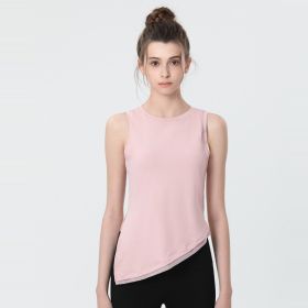Sleeveless Sports Vest Women's Outer Wear Tight (Option: Pink-L)